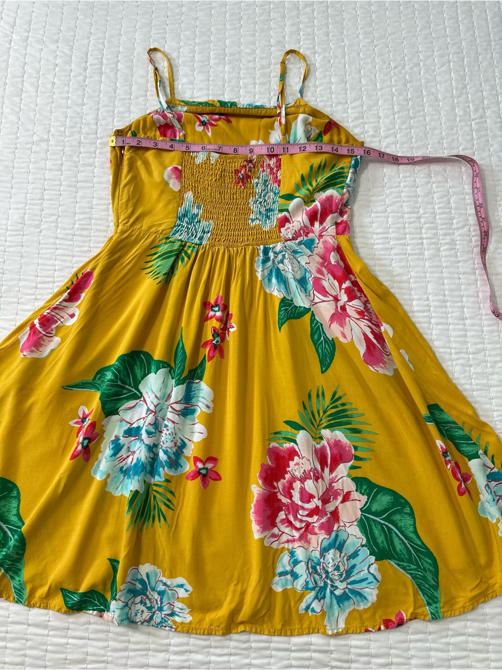 Old Navy Women’s M Viscose Blend Yellow Floral Fit-and-Flare Sundress Summer - Picture 4 of 13